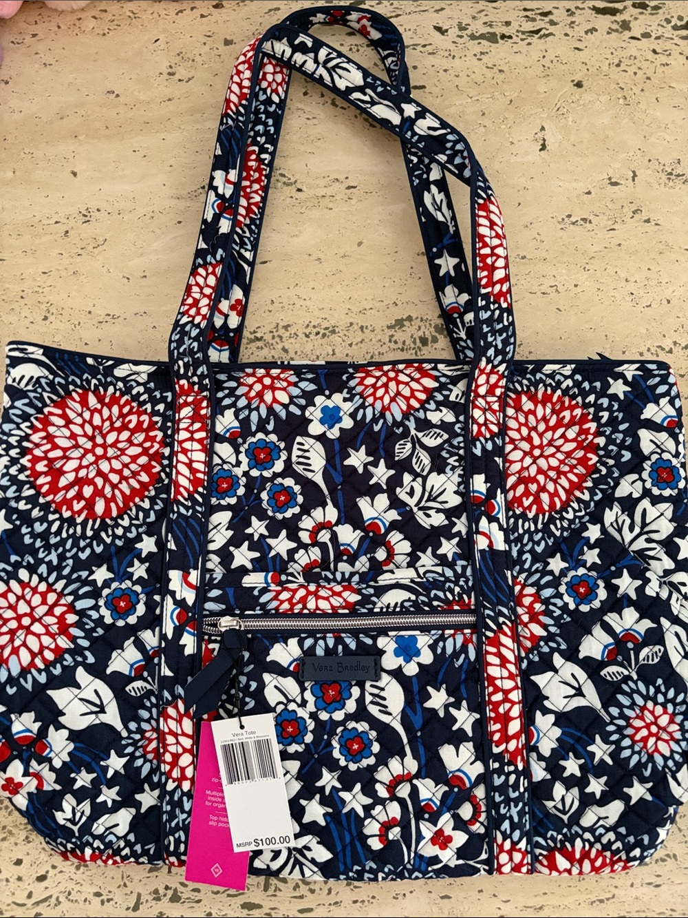 Vera Bradley Vera Tote Red, White, Blooms